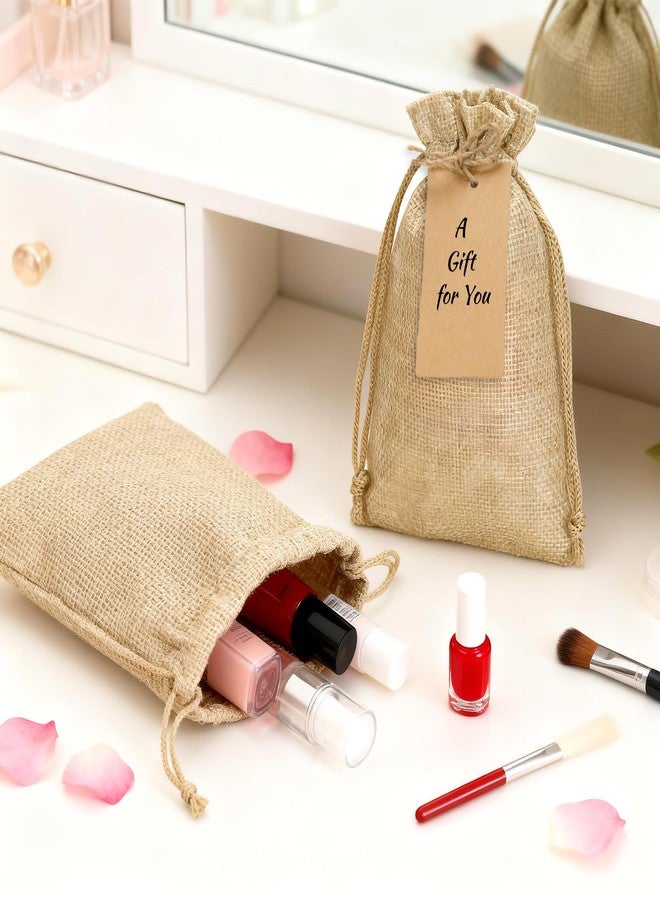 joycraft 24Pcs Burlap Gift Bags - 4x6In Drawstring Linen Pouches with Tags, Small Burlap Favor Bags for Jewelry, Candy, Chocolate, DIY craft - Image 5